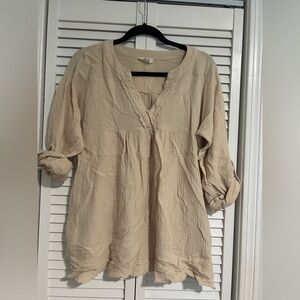 Entro Muslin Cream Boho  Textured Blouse